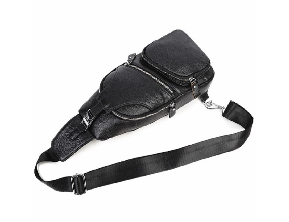 Черный кожаный слинг Tiding Bag FL-A25F-5026A - Фото № 3