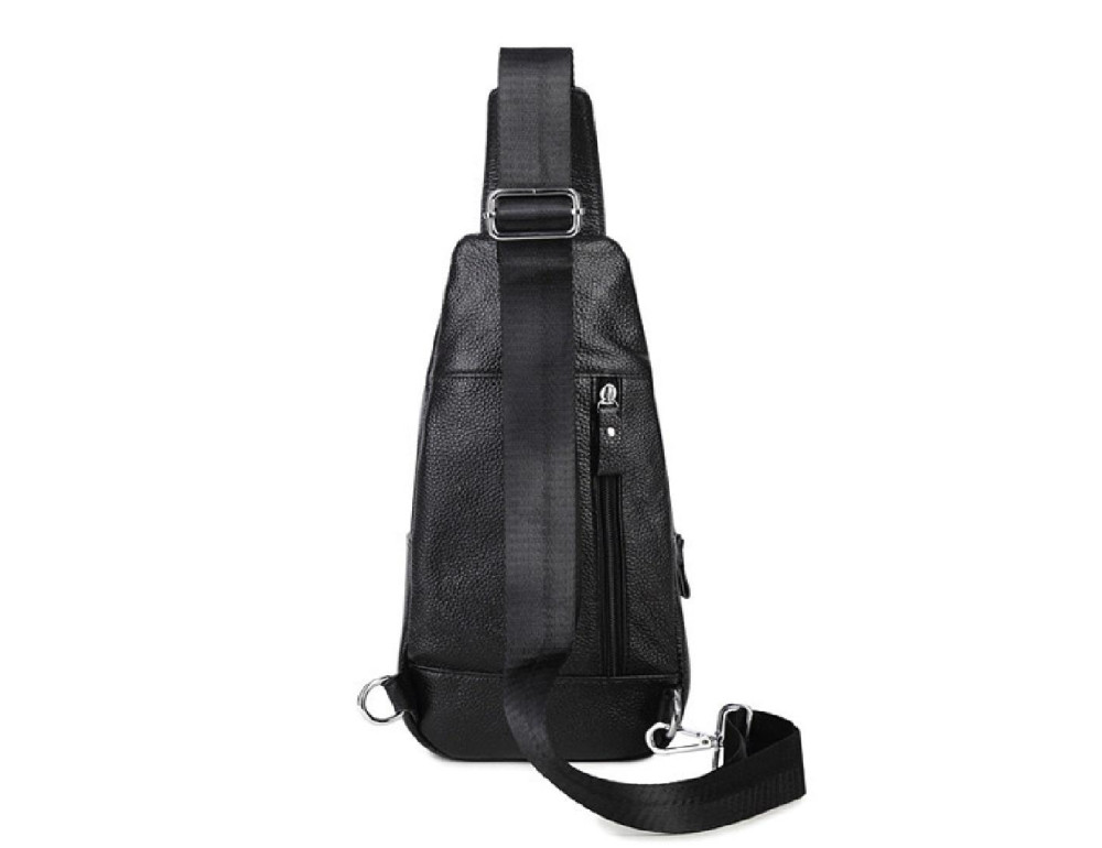 Черный кожаный слинг Tiding Bag FL-A25F-5026A - Фото № 4