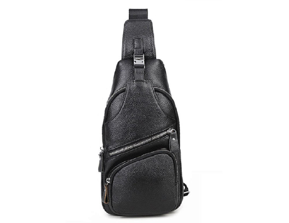 Черный кожаный слинг Tiding Bag FL-A25F-5026A - Фото № 6