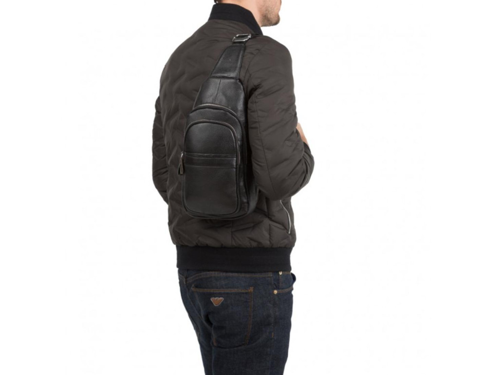 Мужская сумка-слинг черного цвета Tiding Bag FL-A25F-66602A - Фото № 12