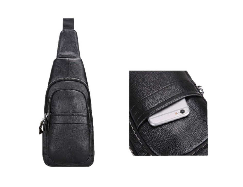 Мужская сумка-слинг черного цвета Tiding Bag FL-A25F-66602A - Фото № 8