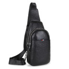 Шкіряний чорний слінг на два відділи Tiding Bag FL-A25F-8803A - Фотографія № 100