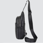 Шкіряний чорний слінг на два відділи Tiding Bag FL-A25F-8803A - Фотографія № 103