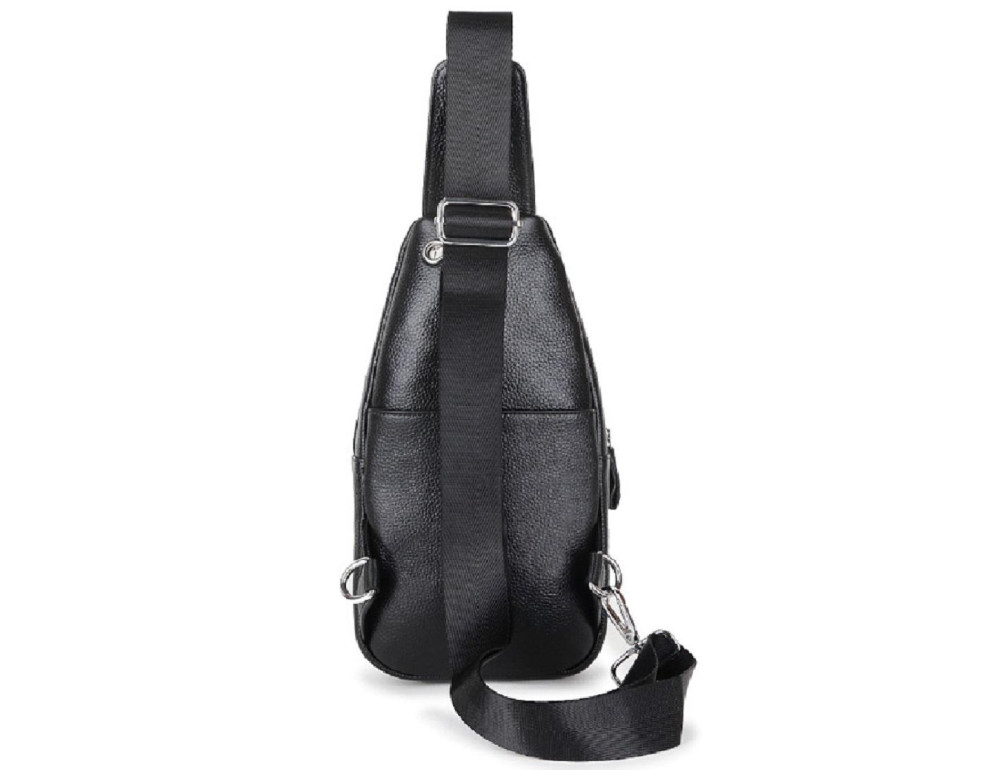 Шкіряний чорний слінг на два відділи Tiding Bag FL-A25F-8803A - Фотографія № 8
