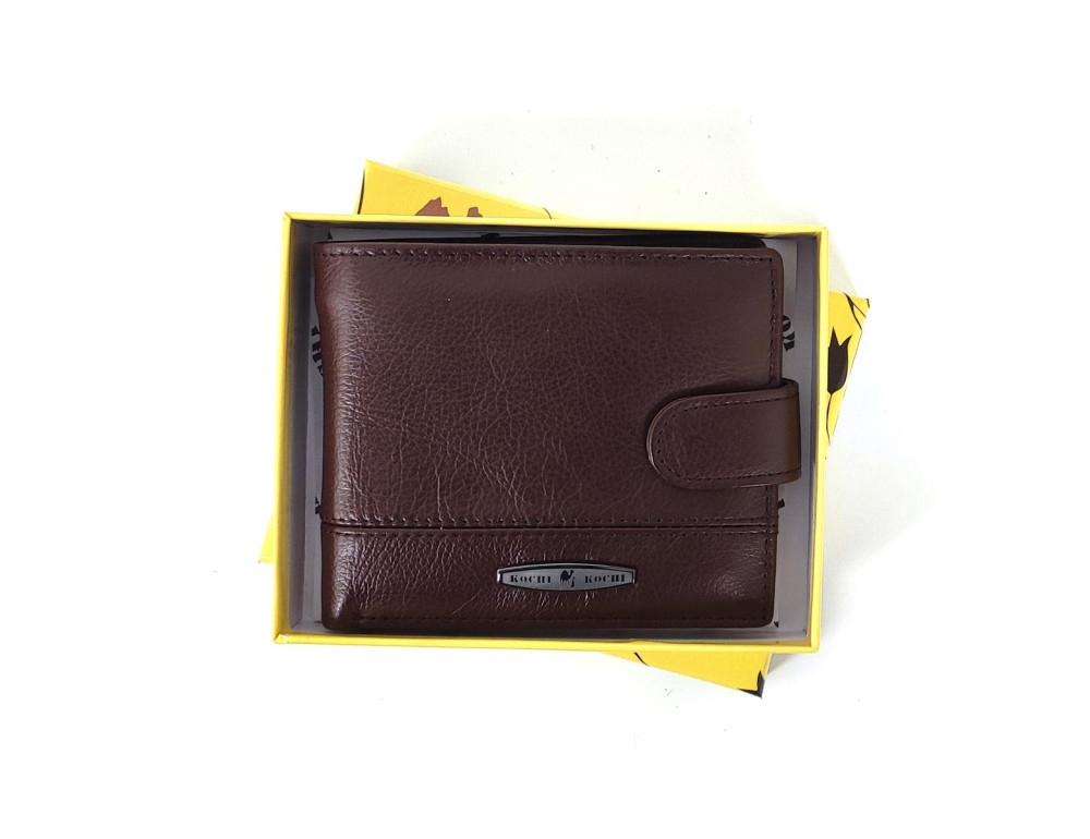 Коричневое мужское портмоне Tiding Bag FL-ASIF-K179-H09B из натуральной кожи. - Фото № 3