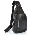 Чоловічий слінг Tiding Bag FL-N2-4004A із гладкої шкіри чорного кольору. - Фотографія № 100