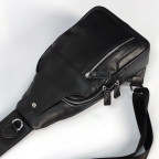 Чоловічий слінг Tiding Bag FL-N2-4004A із гладкої шкіри чорного кольору. - Фотографія № 101