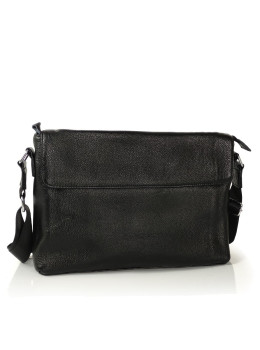 Сумка через плече чоловіча шкіряна чорна Tiding Bag FL-TRCH-6903A