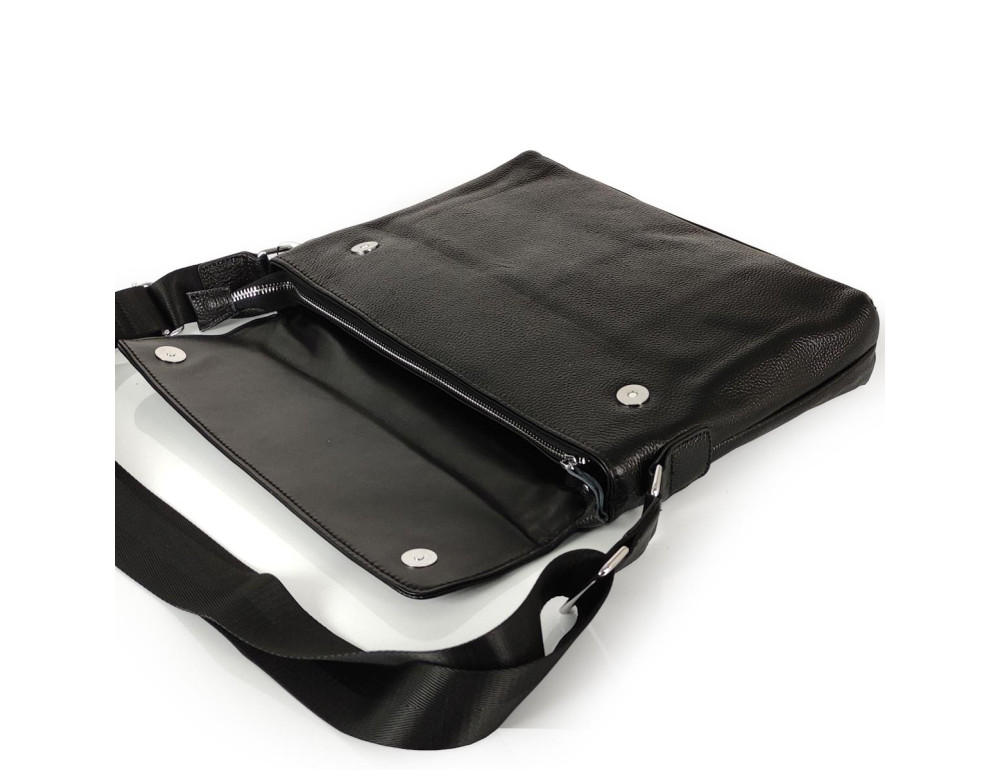 Сумка через плече чоловіча шкіряна чорна Tiding Bag FL-TRCH-6903A - Фотографія № 3