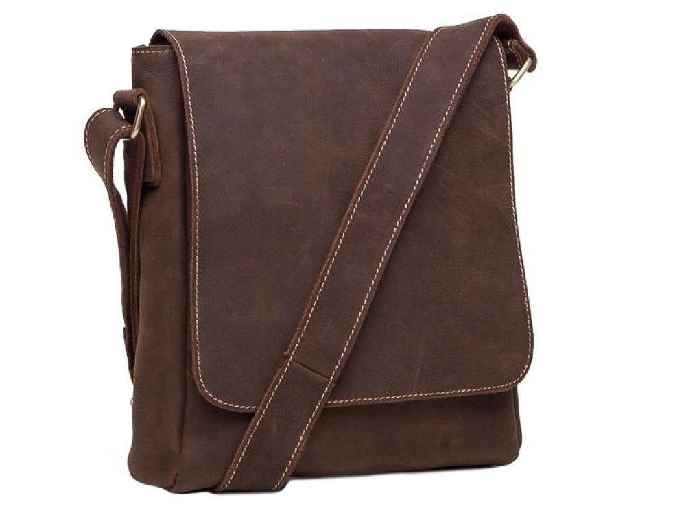 Мужская сумка через плечо из натуральной кожи коричневая Tiding Bag G1157DB - Фото № 1 Мужская сумка через плечо из натуральной кожи коричневая Tiding Bag G1157DB - Фото № 1