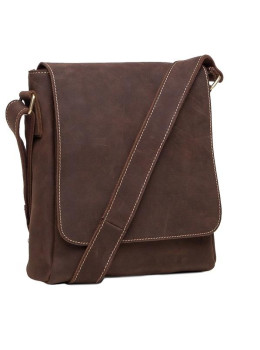 Мужская сумка через плечо из натуральной  кожи  коричневая Tiding Bag G1157DB