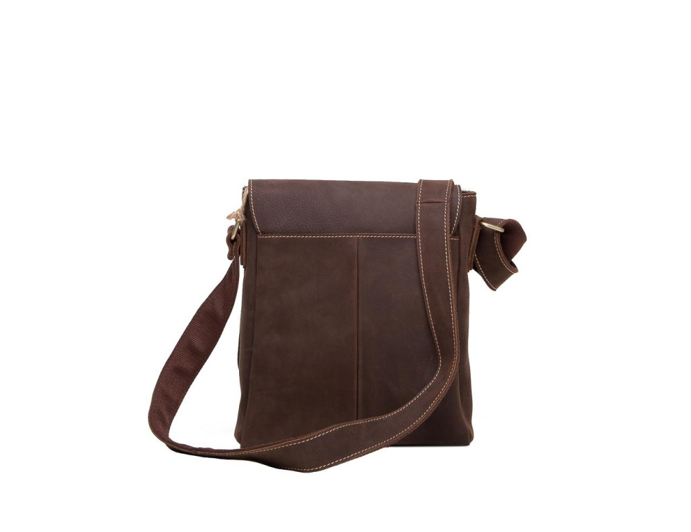 Мужская сумка через плечо из натуральной  кожи  коричневая Tiding Bag G1157DB - Фото № 4