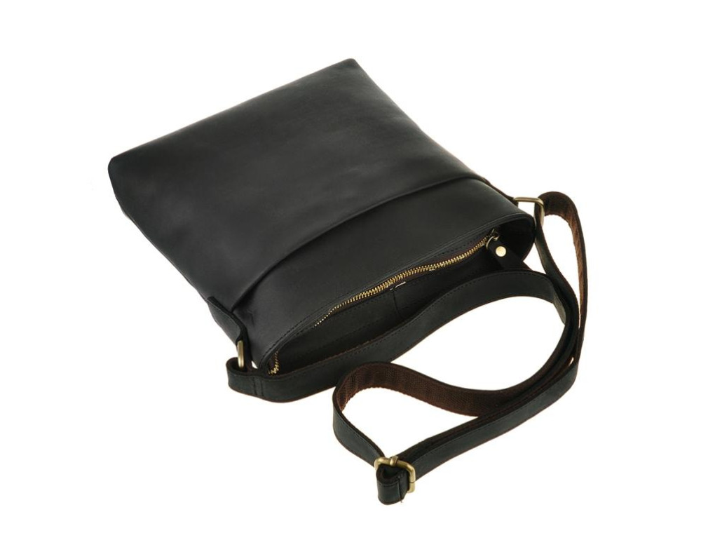 Чоловіча сумка з матової кінської шкіри чорна Tiding Bag G1166 - Фотографія № 3