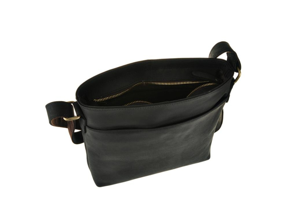Чоловіча сумка з матової кінської шкіри чорна Tiding Bag G1166 - Фотографія № 6