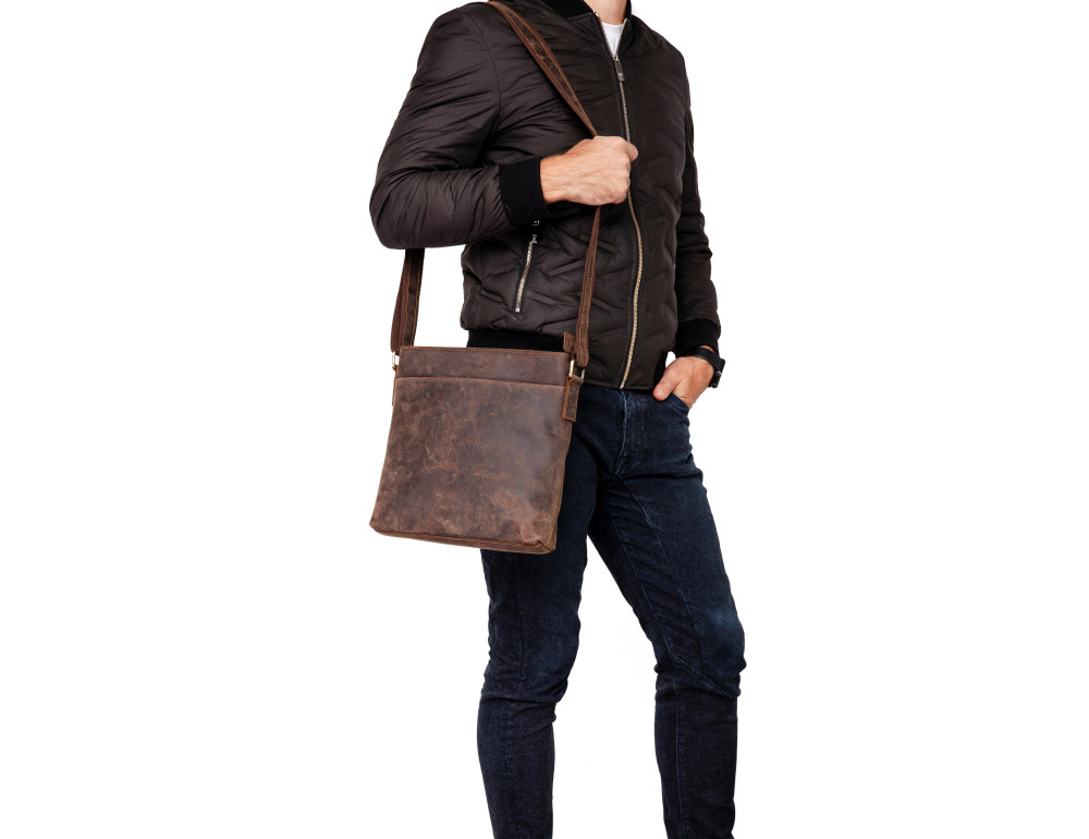 Сумка-мессенджер через плечо мужская кожаная Tiding Bag G1166DB - Фото № 2