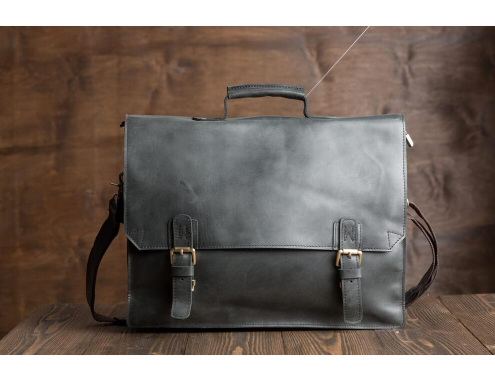 Деловая кожаная сумка-портфель с ремнем на плечо TIDING BAG GA2095 - Фото № 8