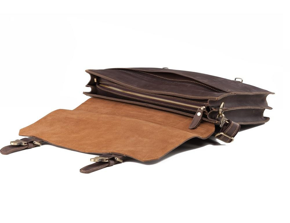 Коричневый мужской портфель из натуральной кожи Tiding Bag GA2095R - Фото № 2
