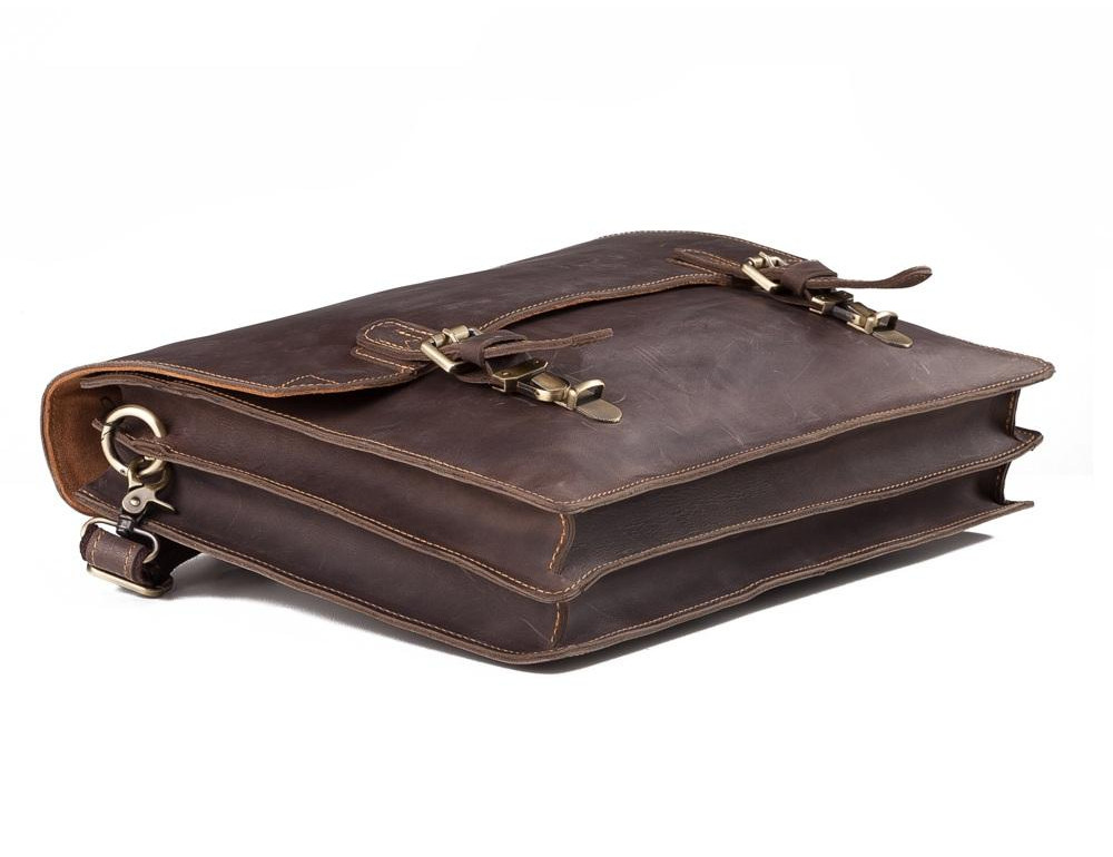 Коричневый мужской портфель из натуральной кожи Tiding Bag GA2095R - Фото № 3