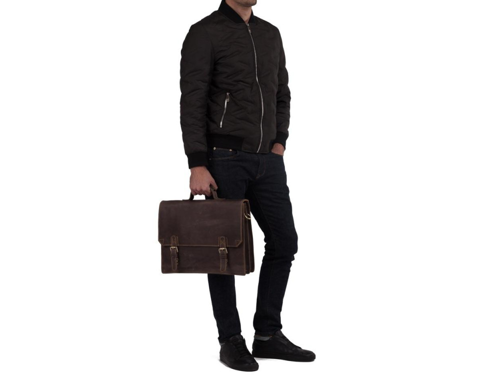 Коричневый мужской портфель из натуральной кожи Tiding Bag GA2095R - Фото № 6