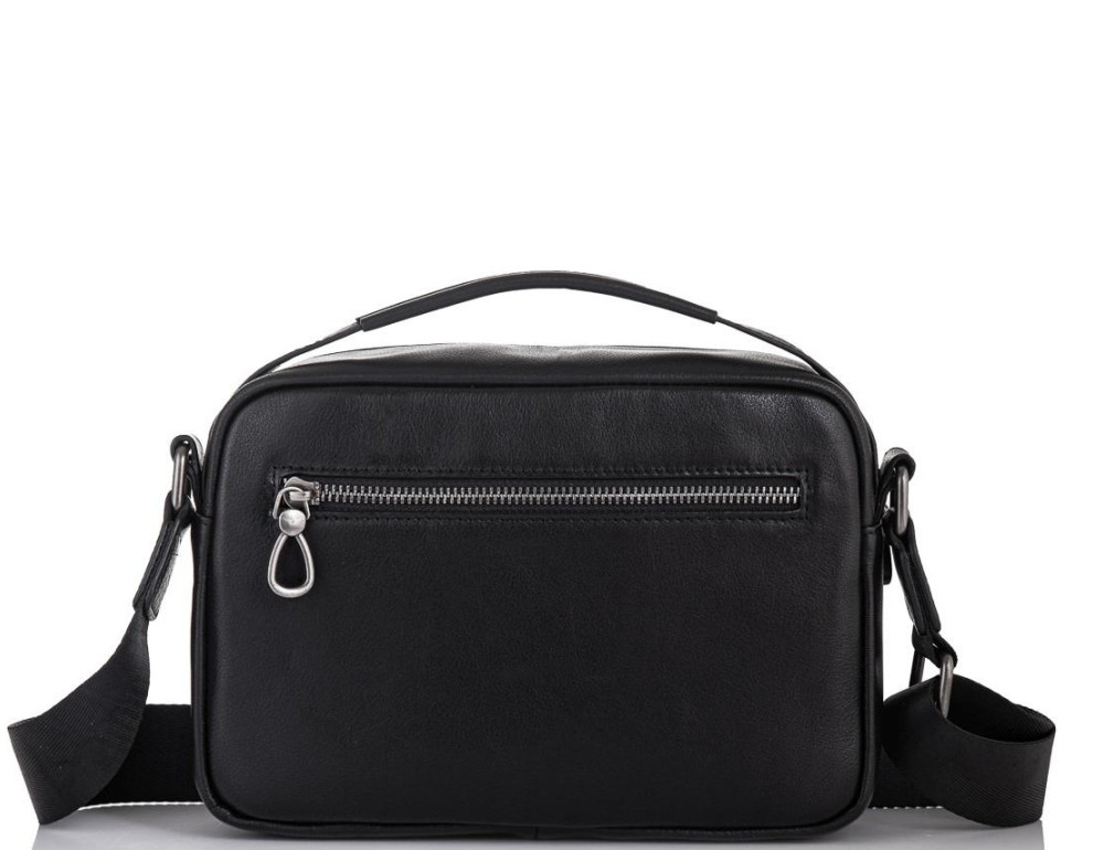 Мужская кожаная сумка через плечо черная Tiding Bag M1043A - Фото № 2