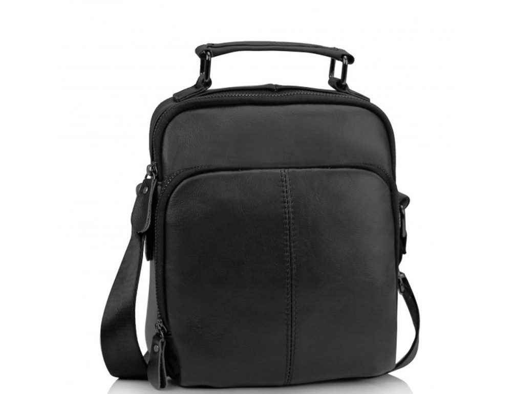 Чоловіча шкіряна сумка на плече чорна Tiding Bag M35-0118A - Фотографія № 1 Чоловіча шкіряна сумка на плече чорна Tiding Bag M35-0118A - Фотографія № 1