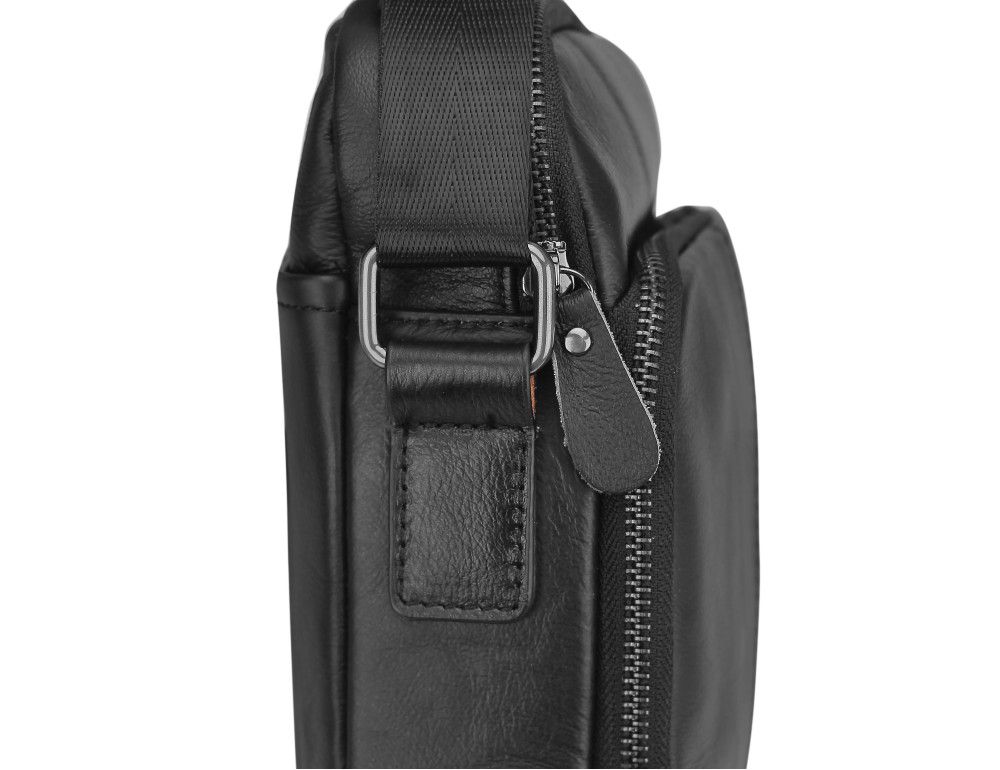 Чоловіча шкіряна сумка на плече чорна Tiding Bag M35-0118A - Фотографія № 2