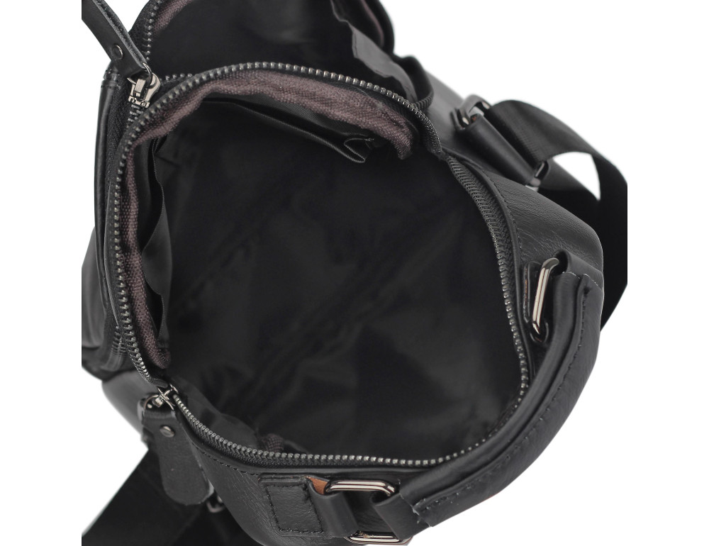 Чоловіча шкіряна сумка на плече чорна Tiding Bag M35-0118A - Фотографія № 3