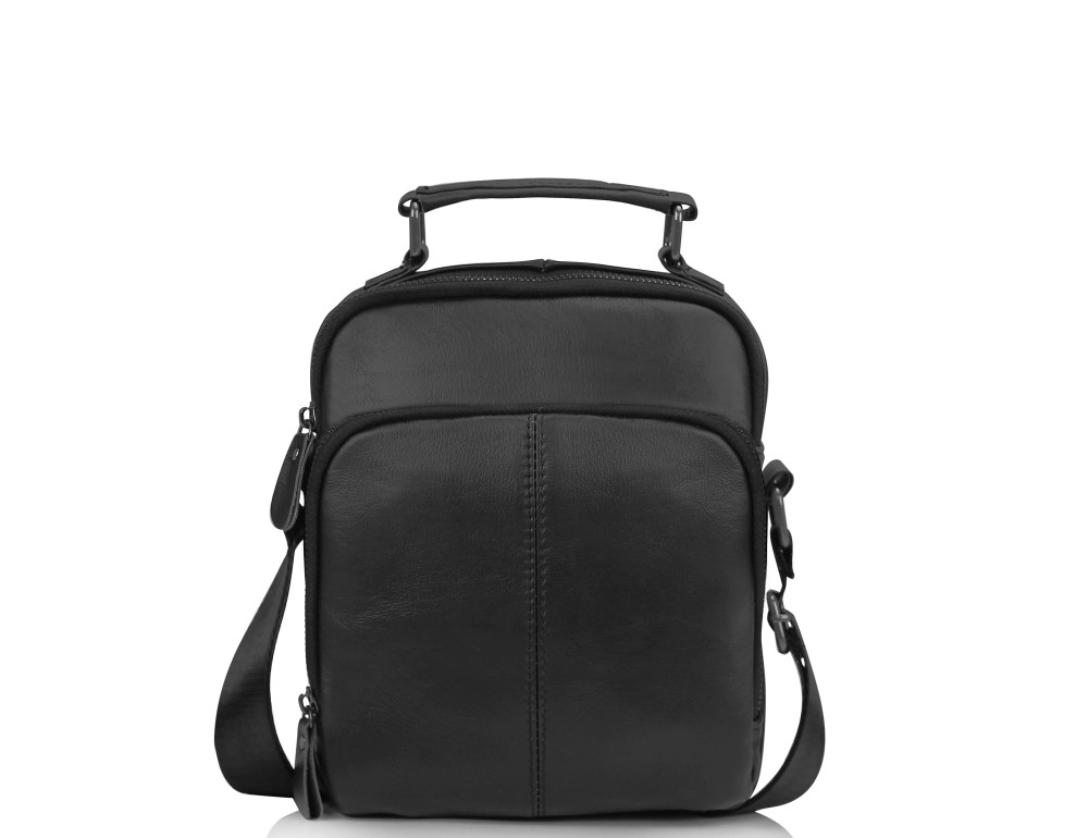 Чоловіча шкіряна сумка на плече чорна Tiding Bag M35-0118A - Фотографія № 5