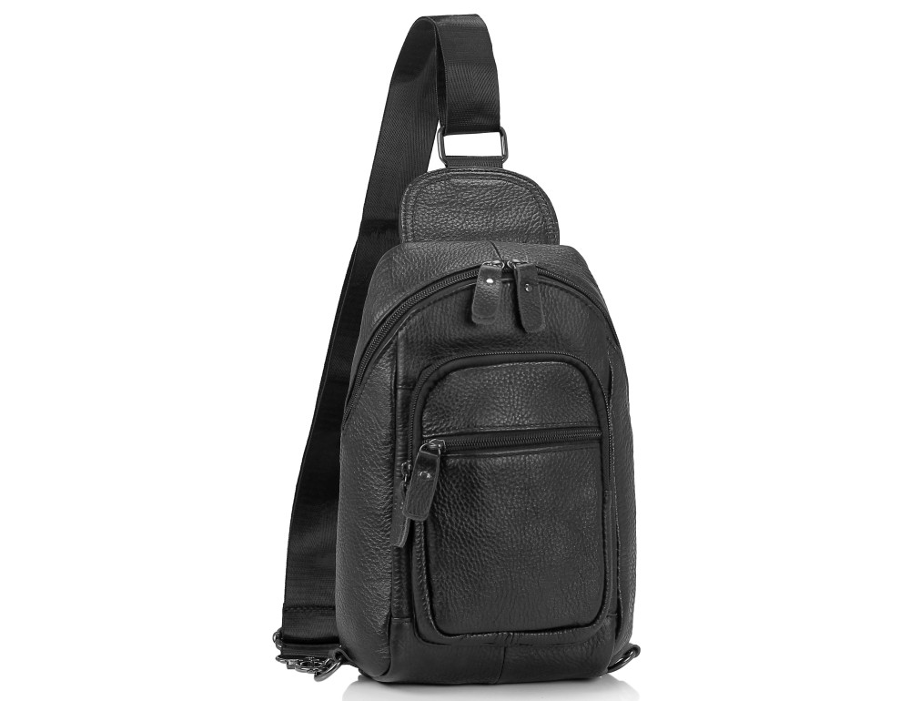 Мужская сумка-слинг черная Tiding Bag M35-1008A - Фото № 1 Мужская сумка-слинг черная Tiding Bag M35-1008A - Фото № 1