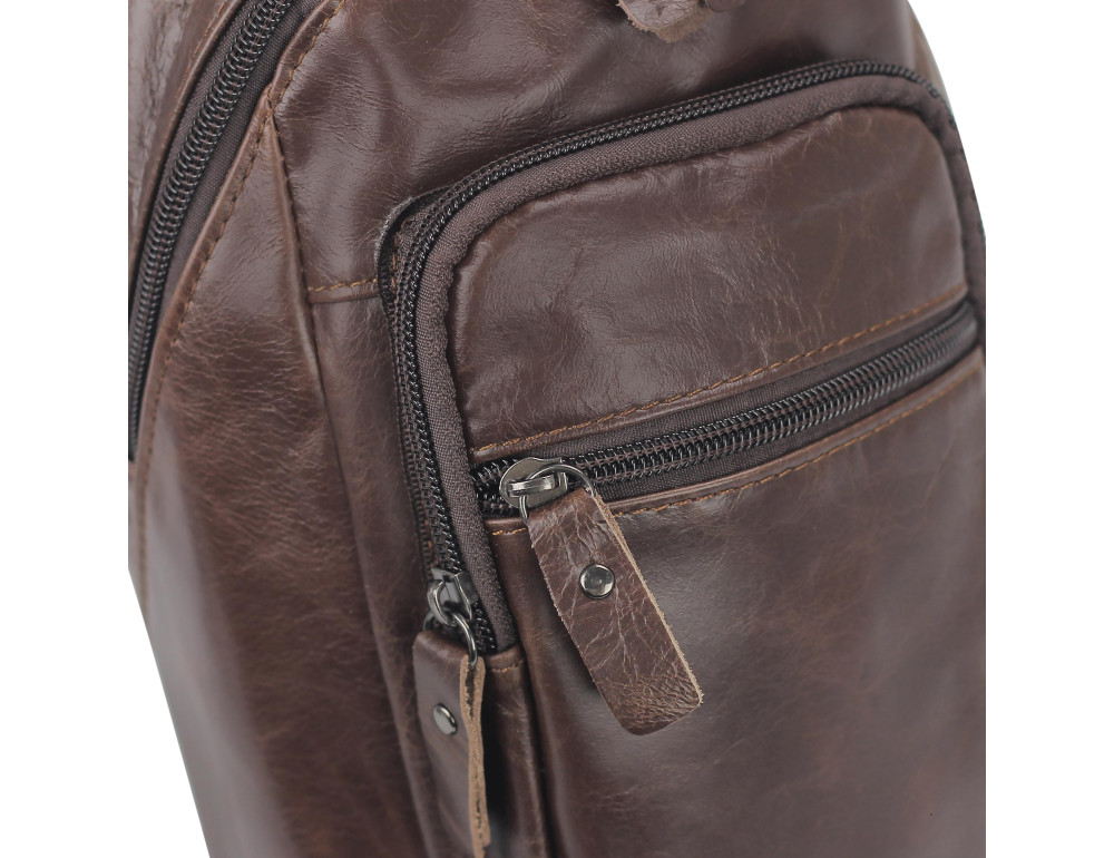 Мужская сумка-слинг коричневого цвета Tiding Bag M35-1008C - Фото № 2