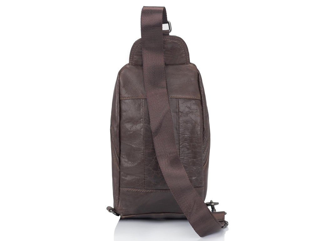 Мужская сумка-слинг коричневого цвета Tiding Bag M35-1008C - Фото № 4