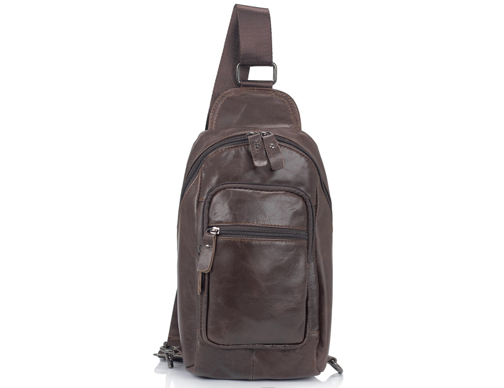Мужская сумка-слинг коричневого цвета Tiding Bag M35-1008C - Фото № 5
