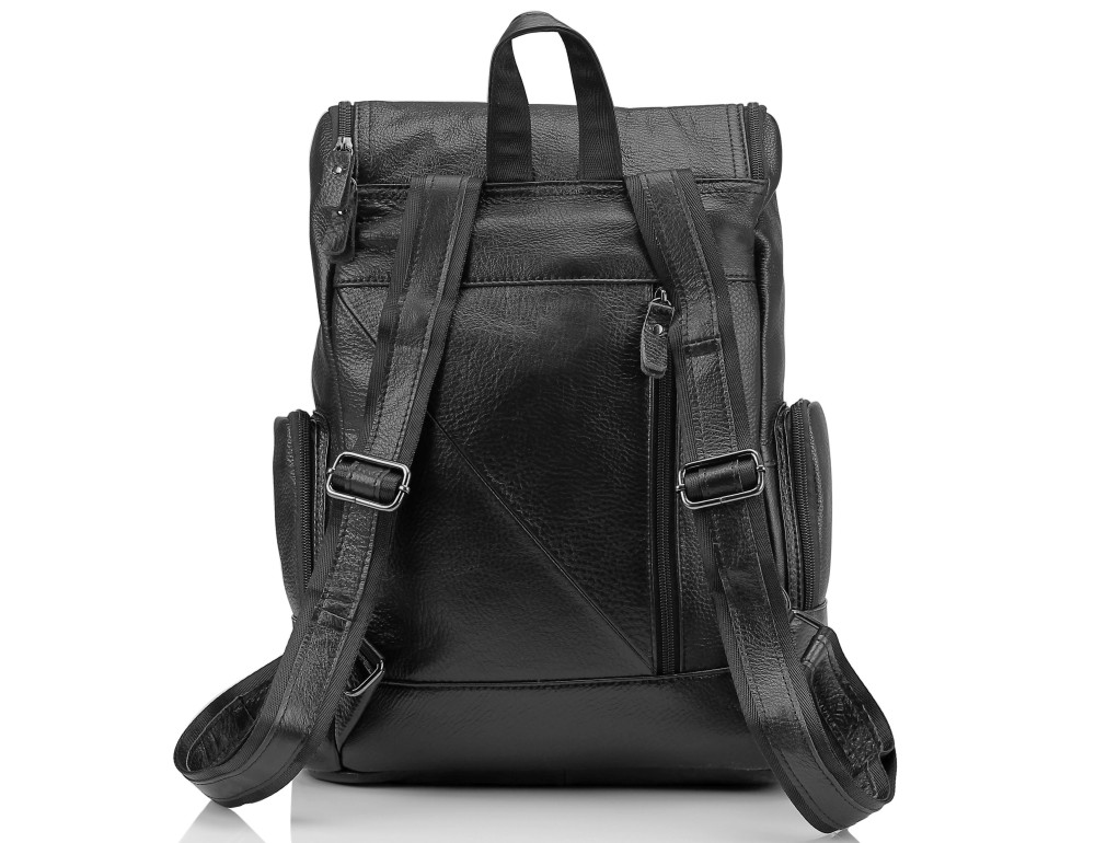 Чоловічий шкіряний чорний рюкзак Tiding Bag M35-1017A - Фотографія № 5