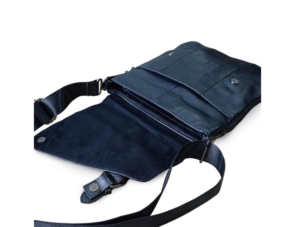 Сумка чоловіча шкіряна чорна Tiding Bag M35-1036A - Фотографія № 3