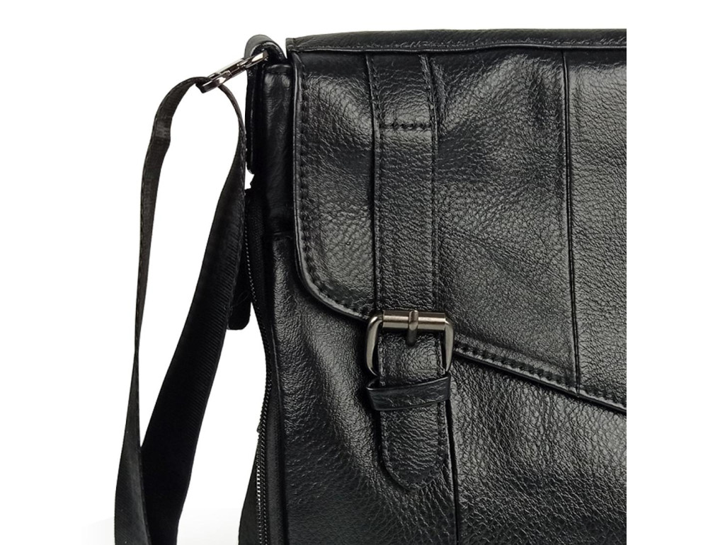 Сумка чоловіча шкіряна чорна Tiding Bag M35-1036A - Фотографія № 4