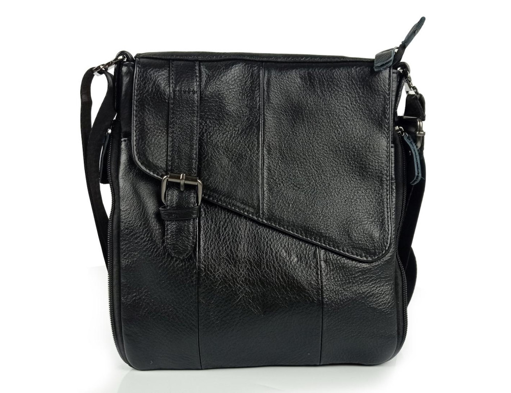 Сумка чоловіча шкіряна чорна Tiding Bag M35-1036A - Фотографія № 5