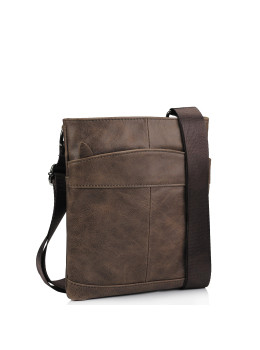 Чоловіча шкіряна сумка через плече коричнева Tiding Bag M35-703B