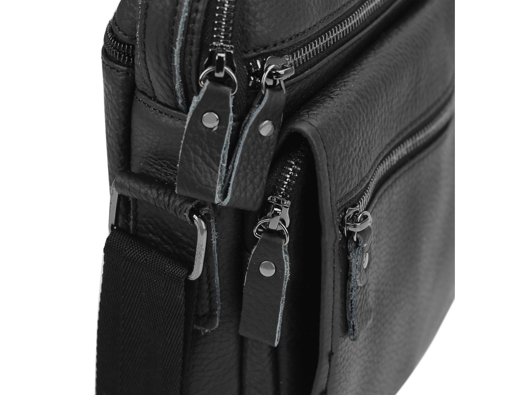 Чоловіча шкіряна сумка-барсетка на плече чорна Tiding Bag M35-8852A - Фотографія № 3