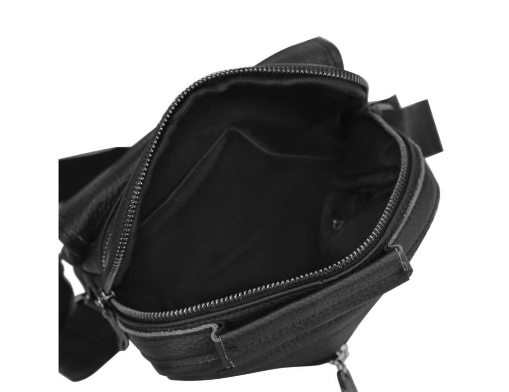 Чоловіча шкіряна сумка-барсетка на плече чорна Tiding Bag M35-8852A - Фотографія № 4