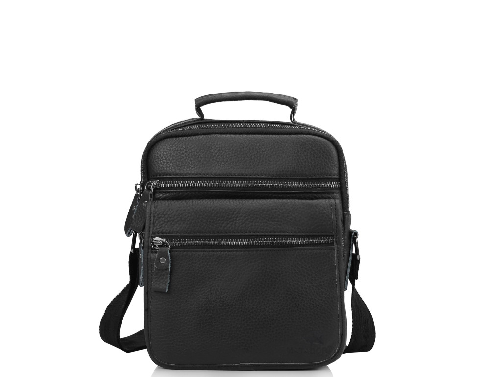Чоловіча шкіряна сумка-барсетка на плече чорна Tiding Bag M35-8852A - Фотографія № 6