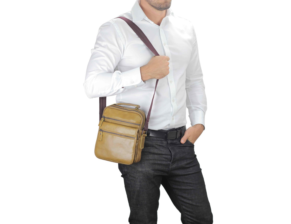 Чоловіча шкіряна сумка через плече коричнева Tiding Bag M35-8852LB - Фотографія № 6