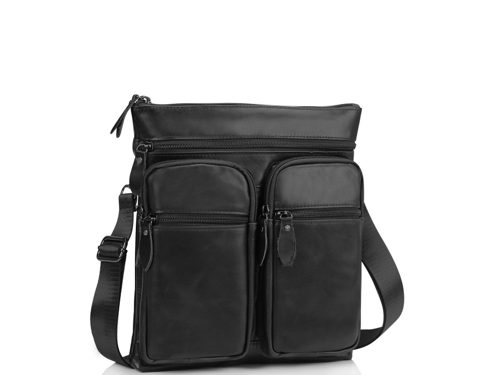 Мессенджер через плечо мужской кожаный черный Tiding Bag M35-9012A - Фото № 1 Мессенджер через плечо мужской кожаный черный Tiding Bag M35-9012A - Фото № 1