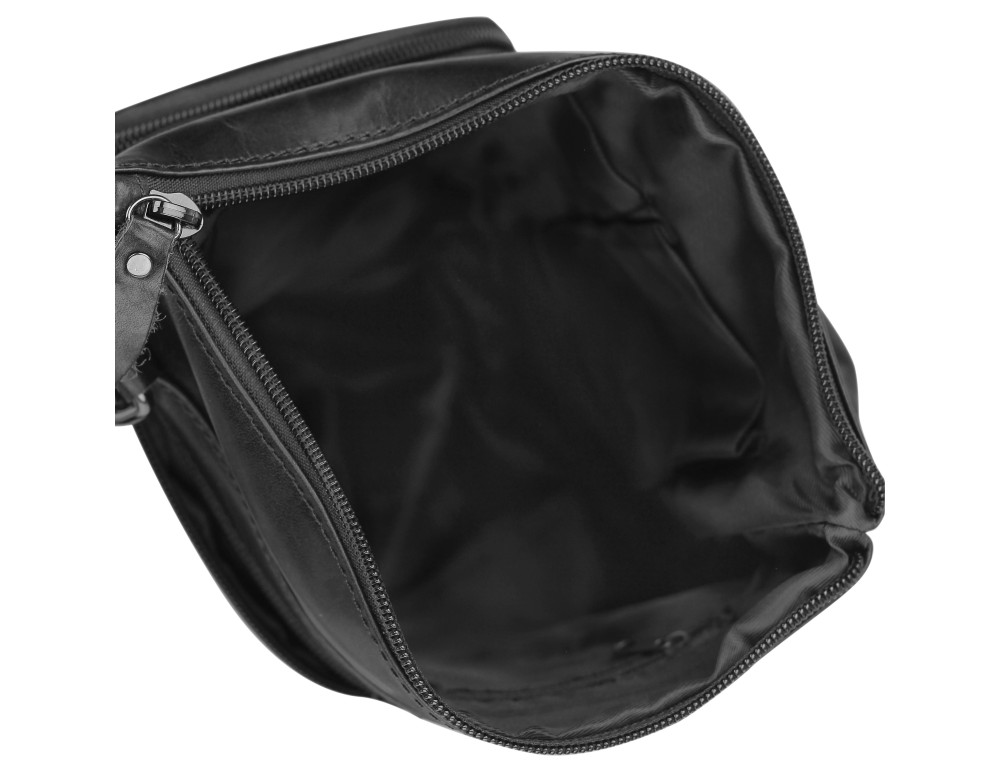 Мессенджер через плечо мужской кожаный черный Tiding Bag M35-9012A - Фото № 3