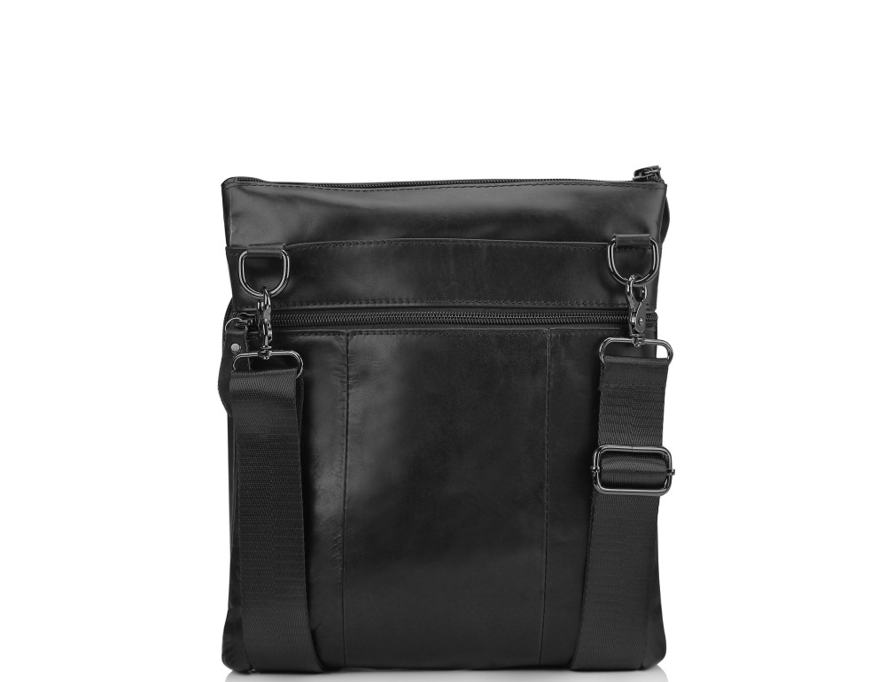 Мессенджер через плечо мужской кожаный черный Tiding Bag M35-9012A - Фото № 5