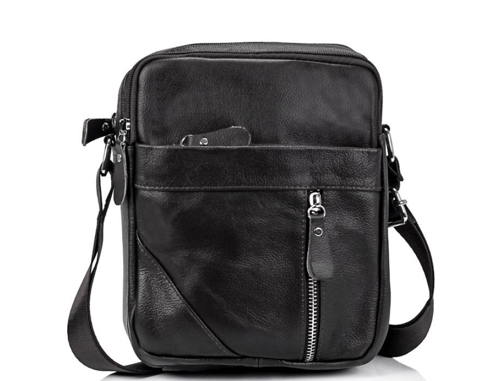 Мужская черная сумка через плечо Tiding Bag M38-1031A - Фото № 5
