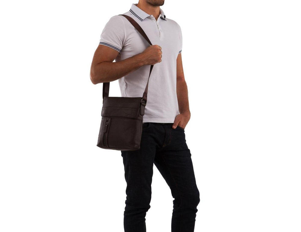 Чоловіча шкіряна сумка серез плече з клапаном Tiding Bag M38-1713C - Фотографія № 4
