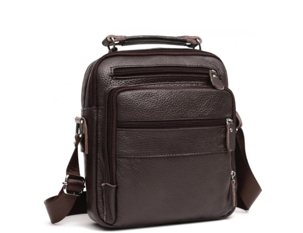 Чоловічий шкіряний месенджер через коричневий плече Tiding Bag M38-5112C - Фотографія № 1 Чоловічий шкіряний месенджер через коричневий плече Tiding Bag M38-5112C - Фотографія № 1