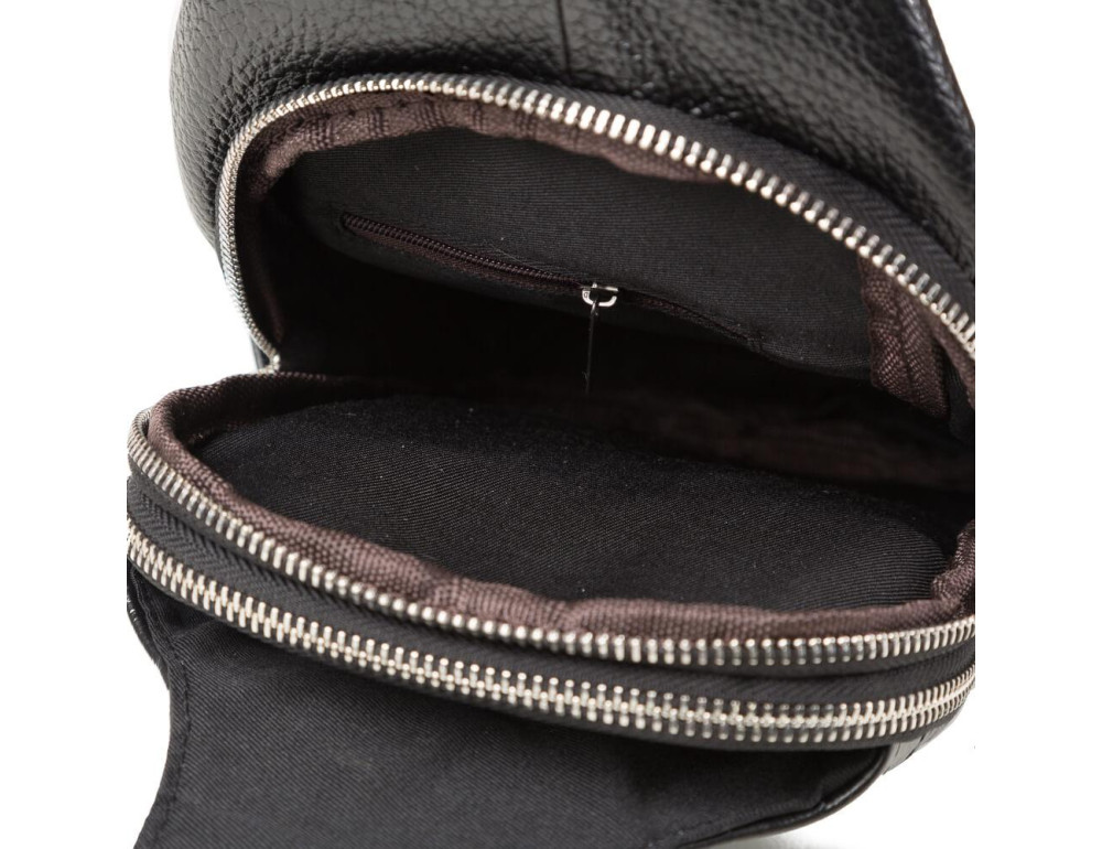 Сумка-мессенджер на грудь мужская кожаная черная Tiding Bag M38-8150A - Фото № 5