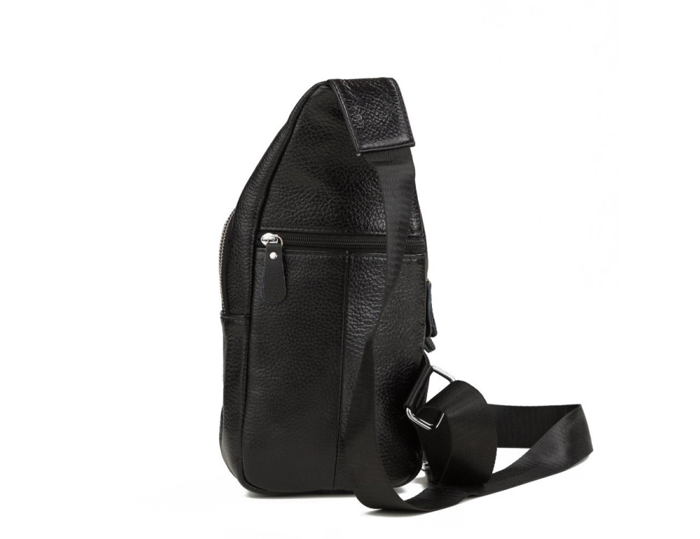 Сумка-мессенджер на грудь мужская кожаная черная Tiding Bag M38-8150A - Фото № 8