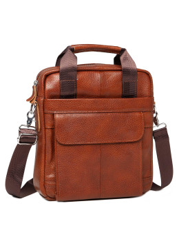 Мужская кожаная сумка через плечо рыжая Tiding Bag M38-8861LB